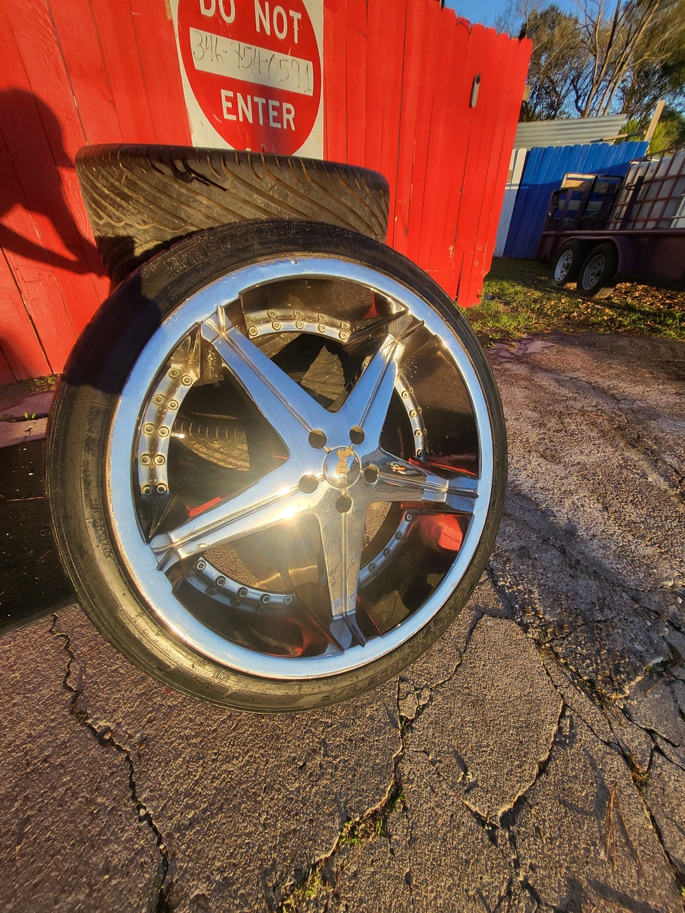 Chrome Five-Spoke Custom Wheel Rim - Polished Silver Finish